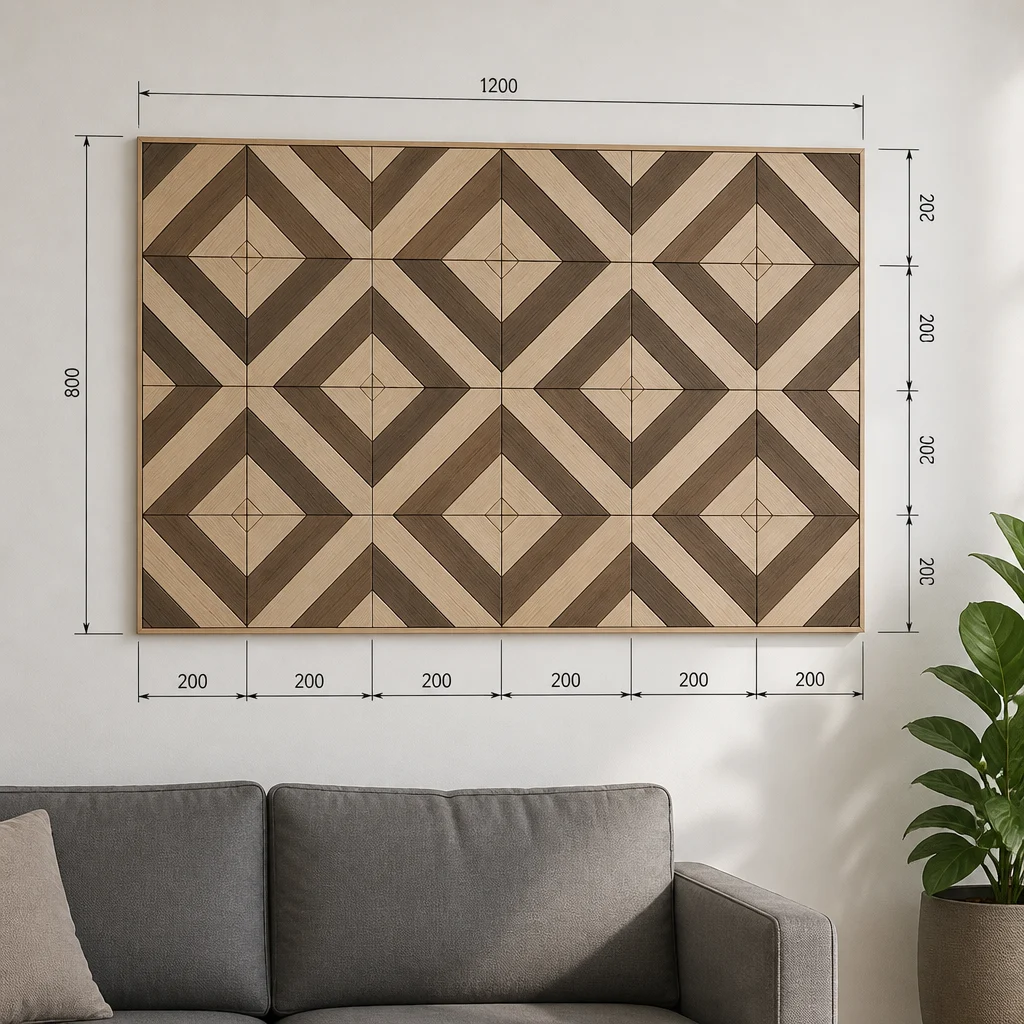 Полная схема раскладки ромбов на листе фанеры размером 60×90 см.