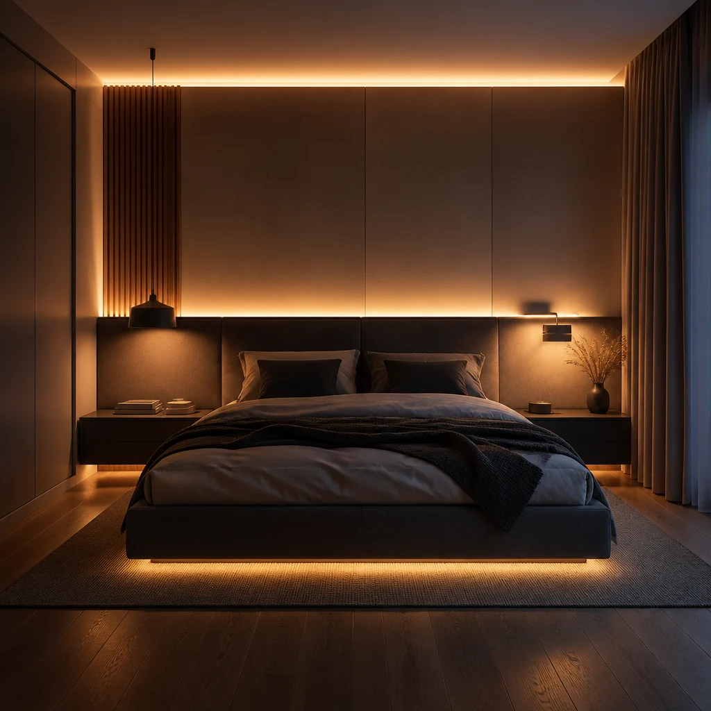 Альтернативные места для LED-ленты в спальне