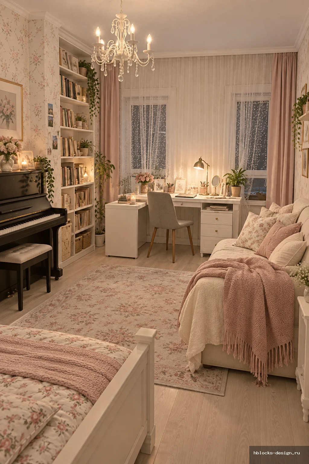 Bedroom · Шебби-шик
Дополнительно: поменять обои, добавить свет, обои светлые, обновить мебель, сделать обстановку нежной и красивой
Инструкция по референсам: поменять обои, добавить свет, обои светлые, обновить мебель, сделать обстановку нежной и красивой