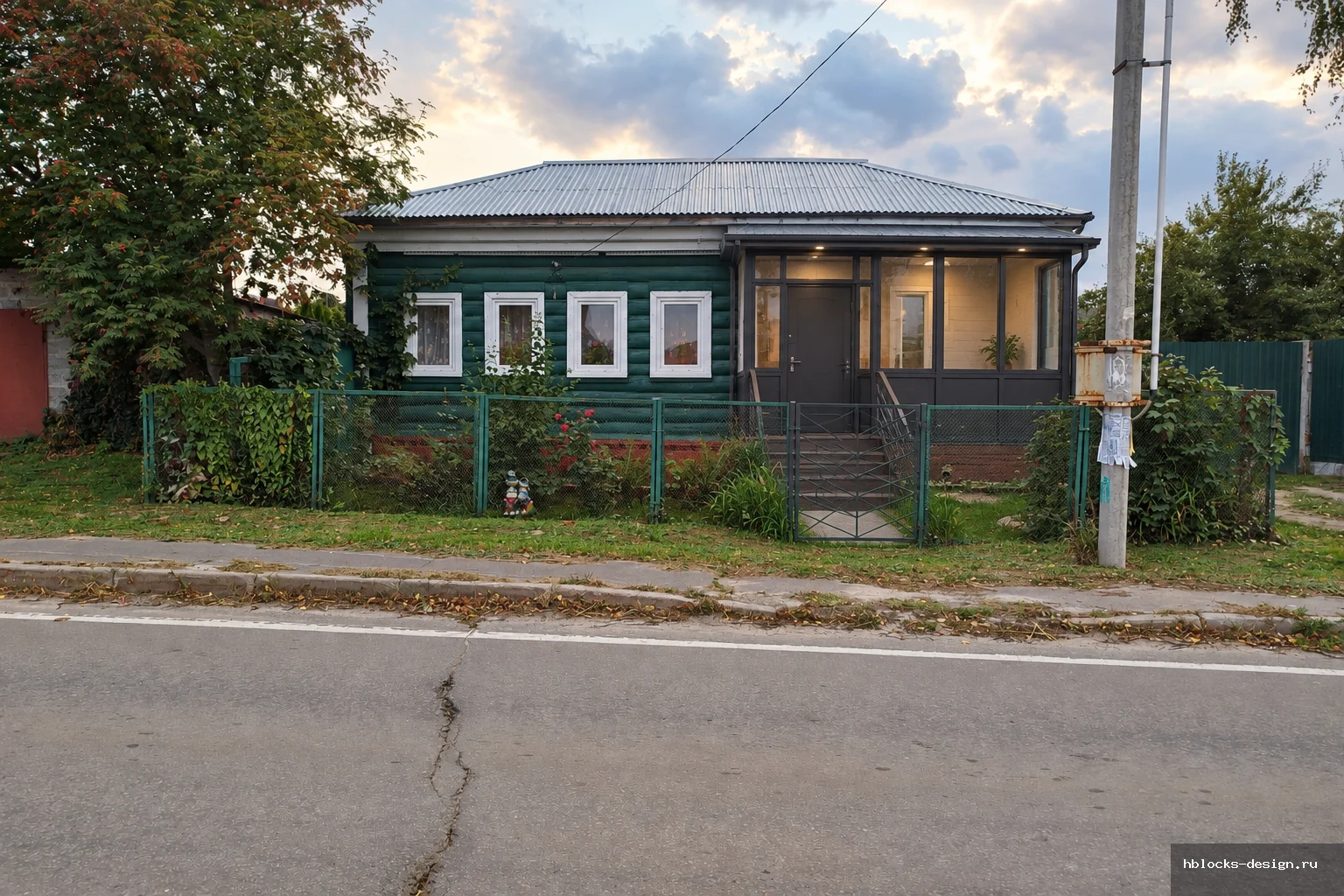 House exterior · Сделать закрытое крыльцо для этого дома.расширить на метр в право.конструкция из металла
Инструкция по референсам: Сделать закрытое крыльцо для этого дома.расширить на метр в право.конструкция из металла